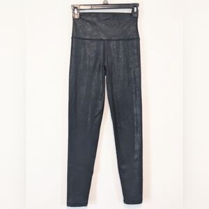 AERIE Offline Sz S Black Faux  Leather Crackle Leggings High Rise